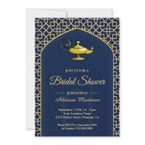 Arabian Nights Magic Lamp Blue Bridal Shower Invitation