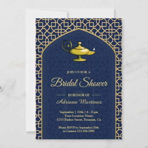 Arabian Nights Magic Lamp Blue Bridal Shower Invitation