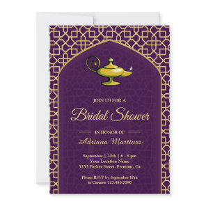 Arabian Nights Magic Lamp Purple Bridal Shower Invitation