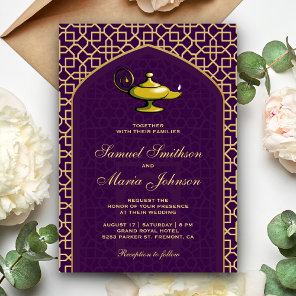 Arabian Nights Magic Lamp Purple Wedding Invitation
