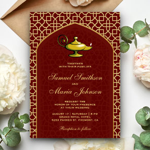 Arabian Nights Magic Lamp Red Wedding Invitation