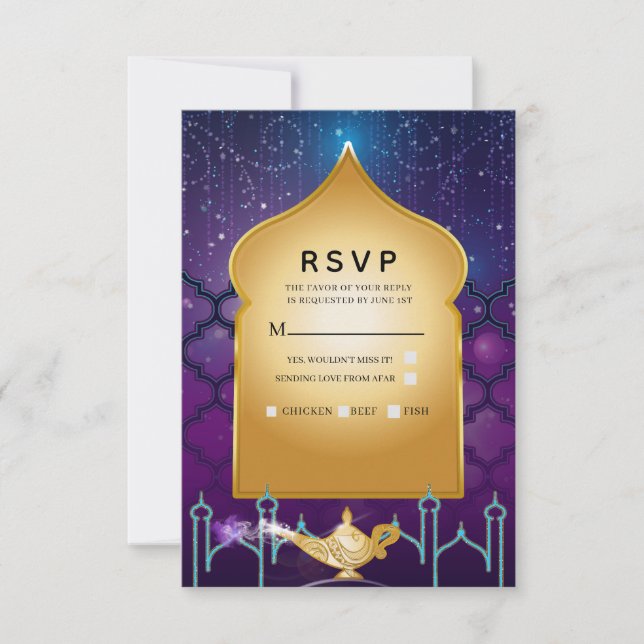 Arabian Nights Magical Moroccan Birthday RSVP (Front)
