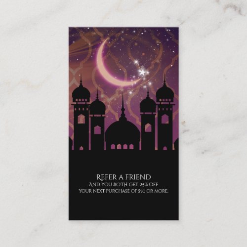 Arabian Nights Moroccan Eastern Refer a friend Referral Card