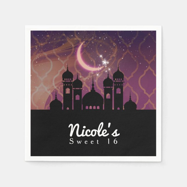 Arabian Nights Moroccan Middle Eastern Party Paper Napkins (Front)