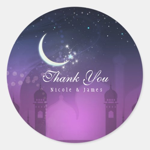 Arabian Nights Moroccan Middle Eastern Purple Classic Round Sticker