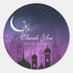 Arabian Nights Moroccan Middle Eastern Purple Classic Round Sticker