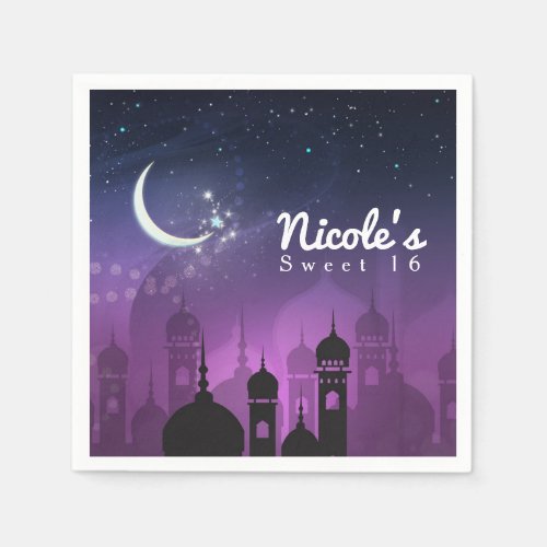 Arabian Nights Moroccan Middle Eastern Purple Paper Napkins