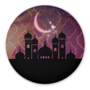 Arabian Nights Moroccan Middle Eastern Purple Pink Ceramic Knob
