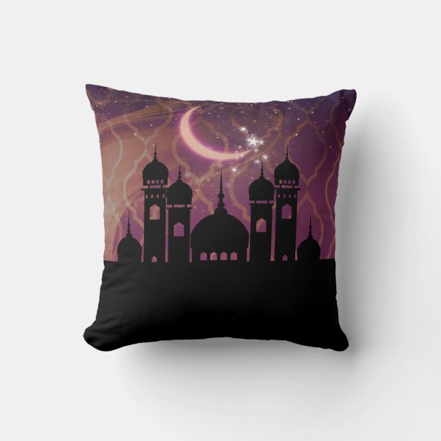 Arabian Nights Moroccan Middle Eastern Purple Pink Throw Pillow (Front)