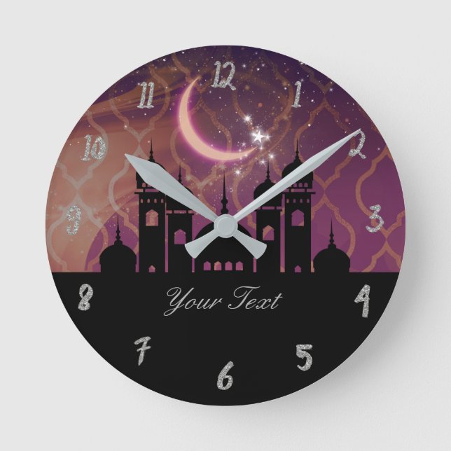 Arabian Nights Moroccan Personalized Round Clock (Front)