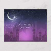 Arabian Nights Moroccan Purple Moonlight Save Date
