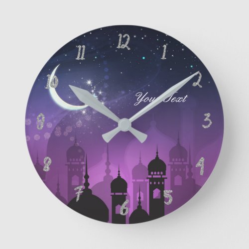 Arabian Nights Moroccan Purple Palace Personalized Round Clock