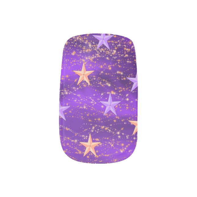 Arabian Nights Purple & Gold Stars Minx Nail Wraps (Right Thumb)