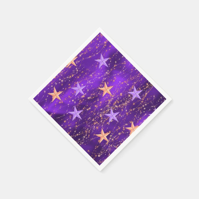 Arabian Nights Purple & Gold Stars Napkins (Corner)