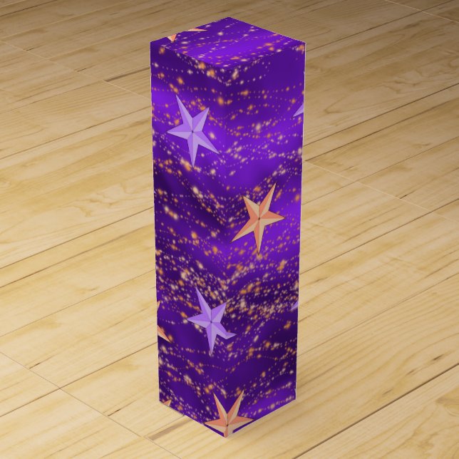 Arabian Nights Purple & Gold Stars Wine Box (Front)