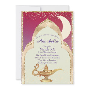 Arabian Nights Red and Gold Aladdin Fairytale Invitation