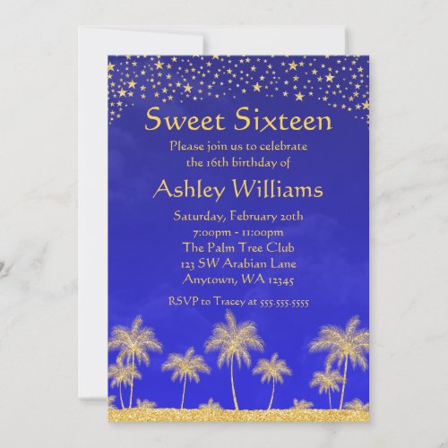 Arabian Nights Stars Sweet 16 Birthday Party Card