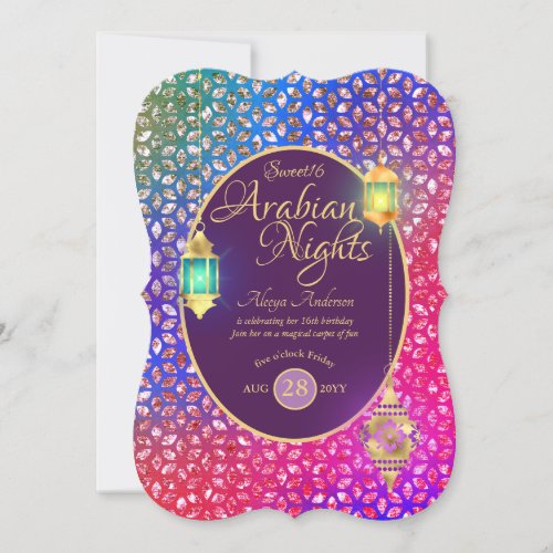 Arabian Nights Sweet 16 Quinceanera ANY AGE Party Invitation