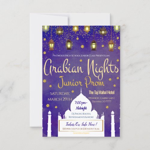 Arabian Nights Theme Junior Prom Invitation