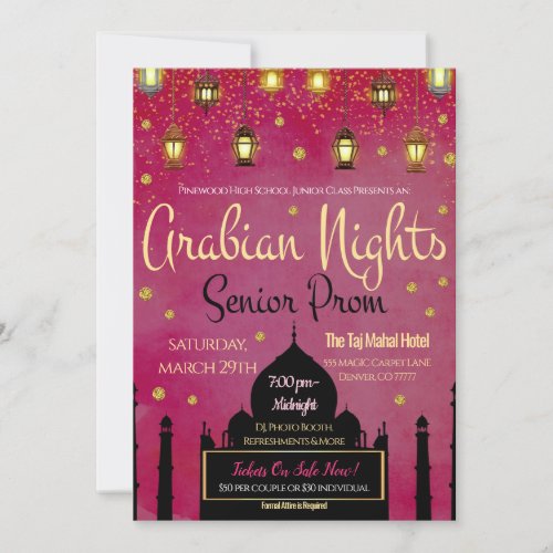 Arabian Nights Theme Senior Prom Invitation