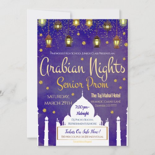 Arabian Nights Theme Senior Prom Invitation