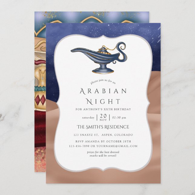Arabian Nights Themed Party Invitation (Front/Back)