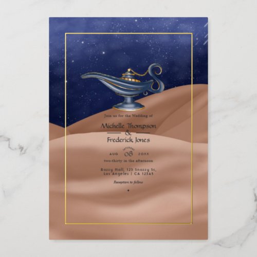 Arabian Nights Themed Wedding Foil Invitation