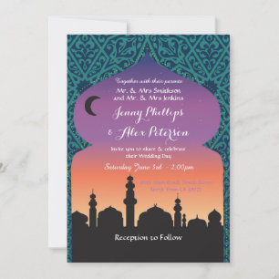 Arabian Nights Wedding Party Moroccan Teal Invite