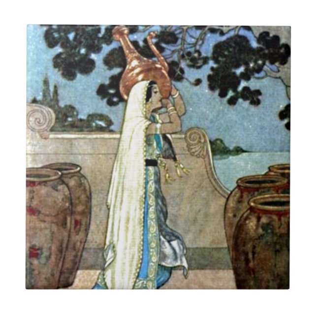 Arabian Nights Woman at the Well Princess Ceramic Tile (Front)