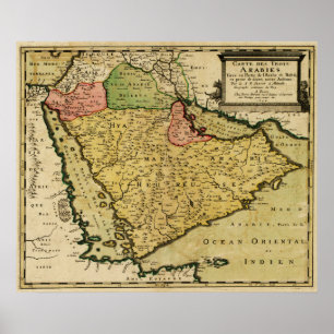 Arabian Peninsula of the Middle East Map Poster