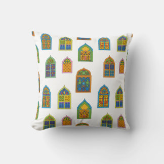 Arabian Stained Glass Windows Pattern Throw Pillow