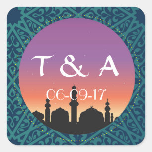 Arabian Stickers Bright Morroccan Square Favors