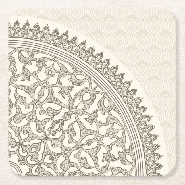 Arabian style lace square paper coaster (Front)