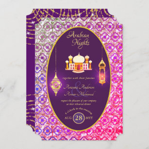 Arabian Wedding Couple Engagement Rehearsal Dinner Invitation