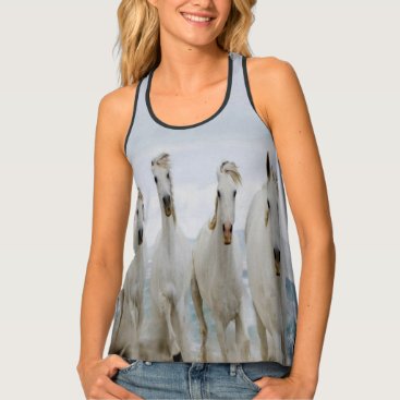 Arabian white horses running along the sandy beach tank top Arabian white horses running along the sandy beach tank top