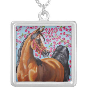arabian with blossom tree silver plated necklace