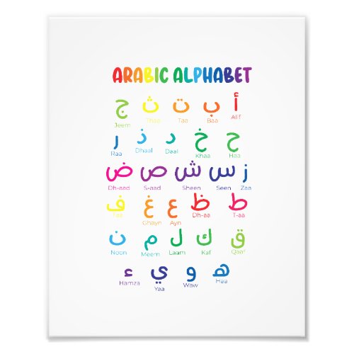 Arabic Alphabet Arabic Letters homeschool Photo Print