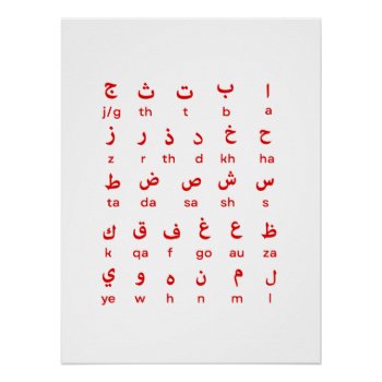 Arabic Alphabet Poster Language Teachers by ThePonyPitt at Zazzle