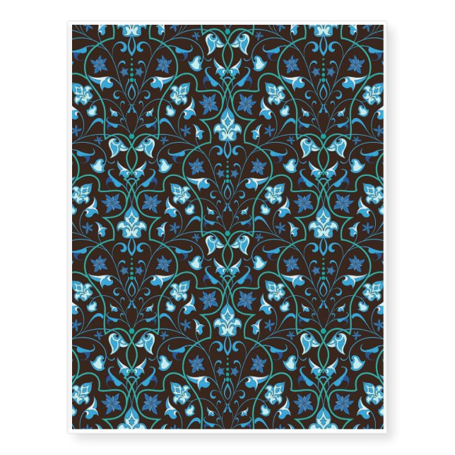 Arabic blue pattern temporary tattoos (Front)