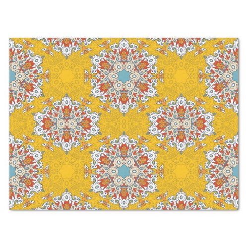 Arabic Boho Elegant Geometric Moroccan Yellow Tile Tissue Paper