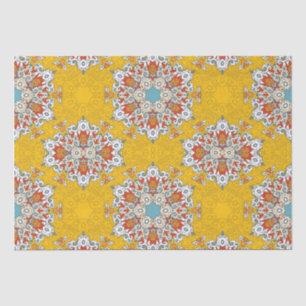 Arabic Boho Elegant Geometric Moroccan Yellow Tile Tissue Paper