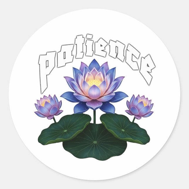 Arabic Calligraphy Sabr Patience - Zen Lotus Flowe Classic Round Sticker (Front)