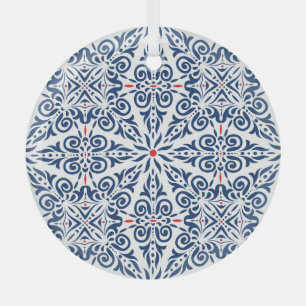 Arabic Colorful Vintage Seamless Pattern Glass Ornament