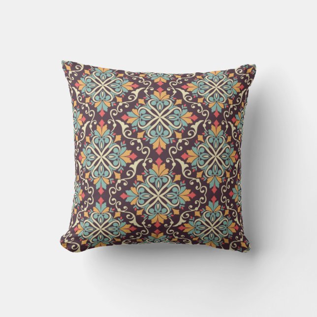 Arabic Floral Throw Pillow (Front)