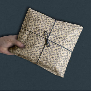 Arabic Geometric Navy Blue Tan Tissue Paper