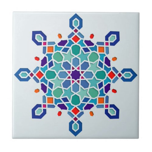 Arabic Geometric Pattern Round Ornate CeramicTile Ceramic Tile