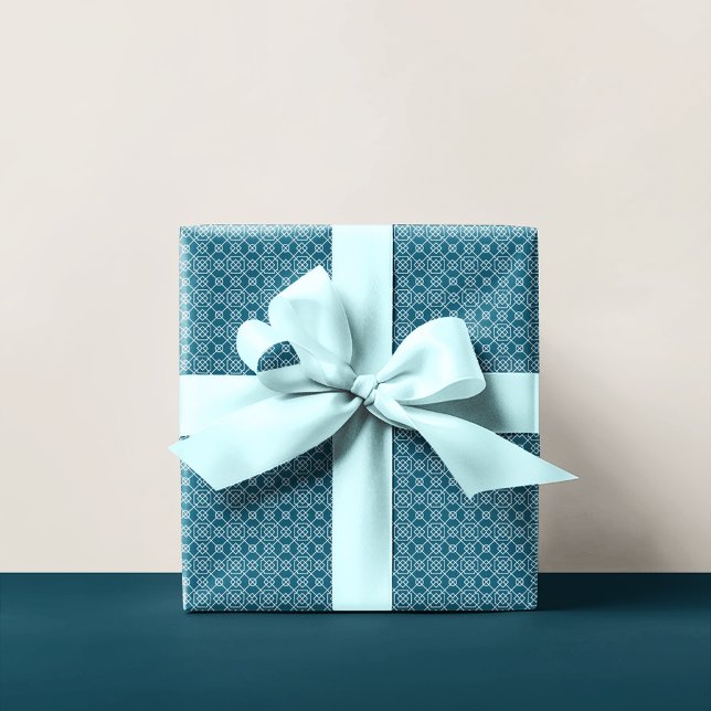 Arabic Geometric | White Teal Wrapping Paper (Creator Uploaded)