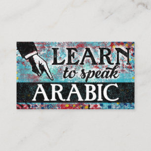 Arabic Language Lessons Business Cards - Blue Red