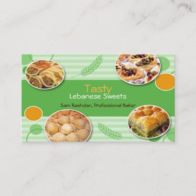 Arabic Lebanese Pastries Business Card Template (Front)
