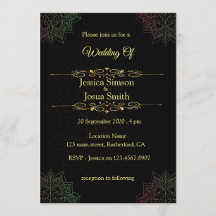 Arabic Letter With Mandala Wedding Invitation